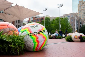 Soccer balls by North Texas artists roll into Sundance Square ahead of World Cup